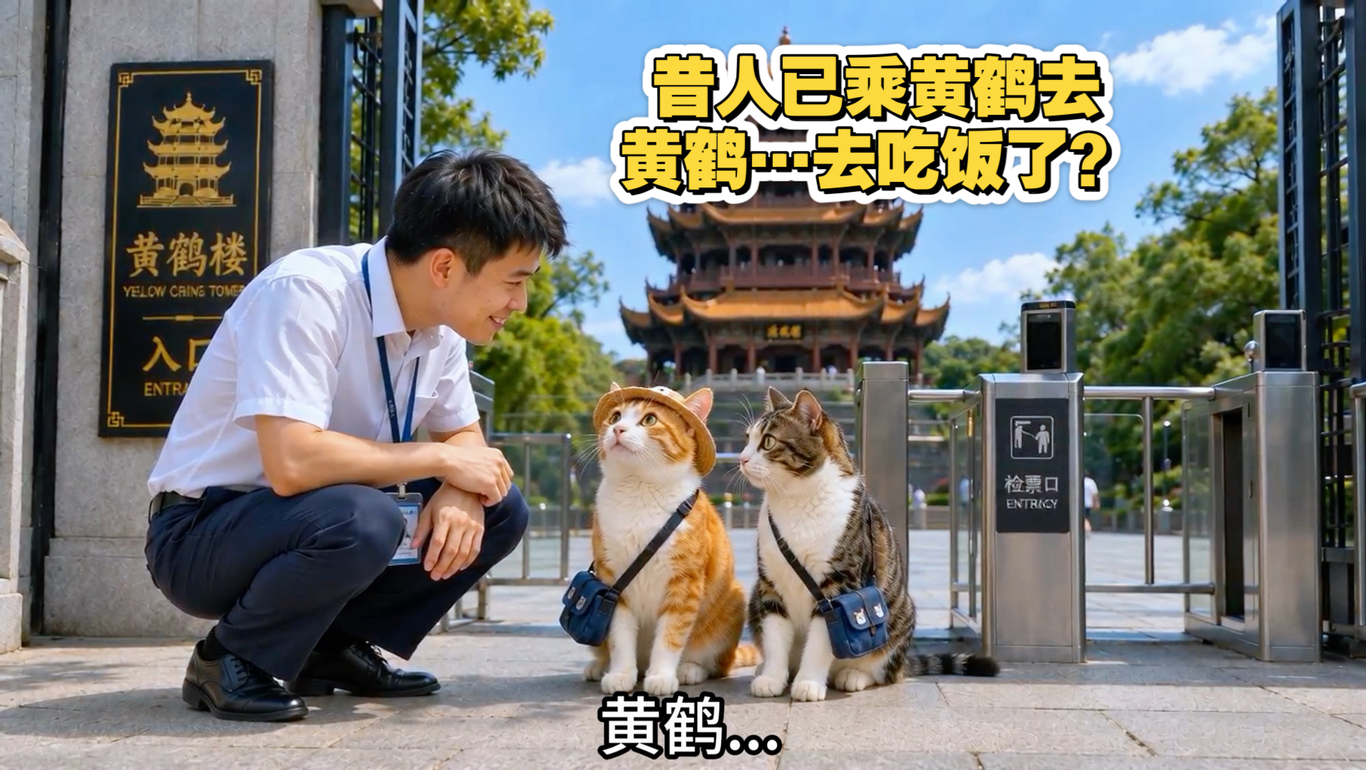 内向大学猫挑战背古诗《黄鹤楼》免景点门票